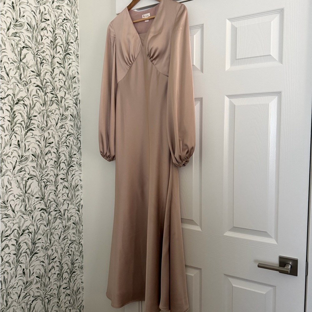 AW.BRIDAL Satin Dress (Blush/Taupe Maxi)